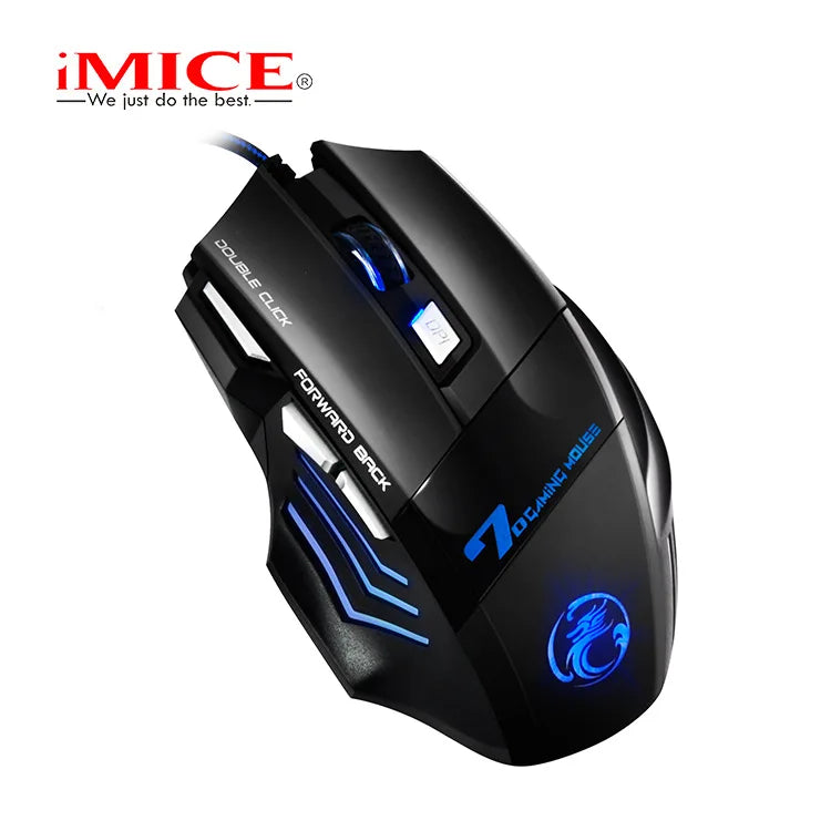 IMICE X7 Optical Gaming Mouse Adjustable DPI Ergonomic Anti-Slip Design Colorful Luminous Suitable for Desktop Computers Laptop