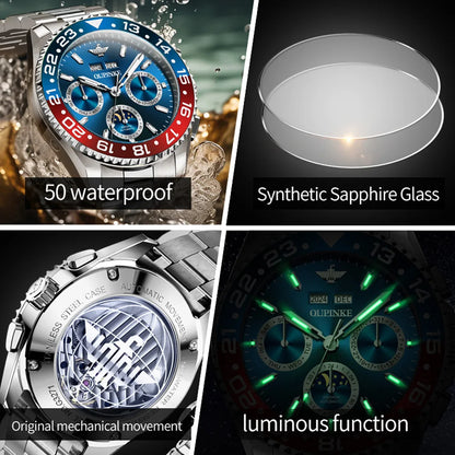 OUPINKE Fashion Mens Watches Top Brand Luxury Business Sport Watch Multifunction Automatic Mechanical Men Clock Waterproof Reloj