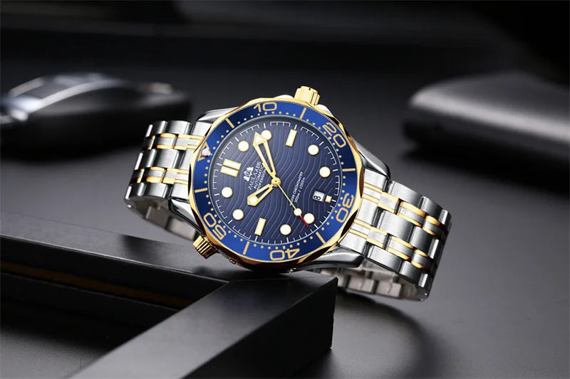 Luxury Automatic Watch for Men Stainless Steel Waterproof Calendar Mechanical Watches Fashion Casual Mens Watches Reloj Hombre
