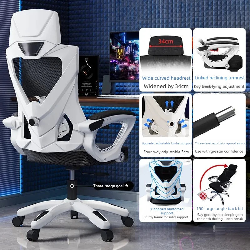 Luxury Ergonomic Office Chair Recliner Gaming Chair with Armrests, High Back Swivel Office Chair, Comfortable Home Office Furniture with Adjustable Height