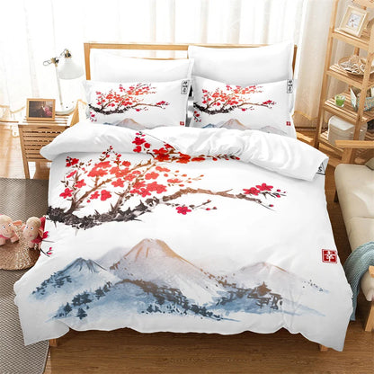 Bamboo Painting Duvet Cover Set Chinese Style Bedding Set Youth Linen Queen Size Bed Comforter Cover Set Fashion Bedding Set