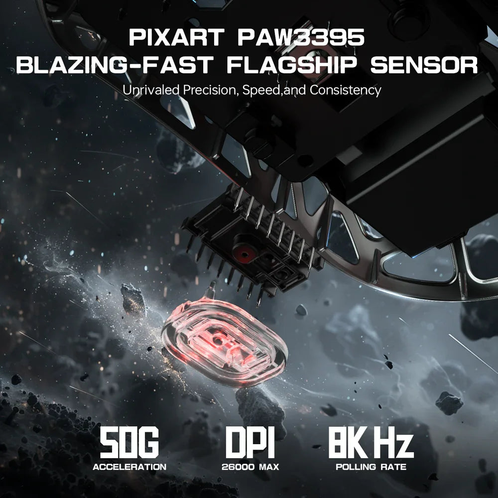 Gaming miška ATTACK SHARK R3 iz magnezijeve zlitine 8K SUPERLIGHT 8000Hz, 6 nastavljivih DPI do 26000, PAW3395, BT/2.4G brezžična/žična