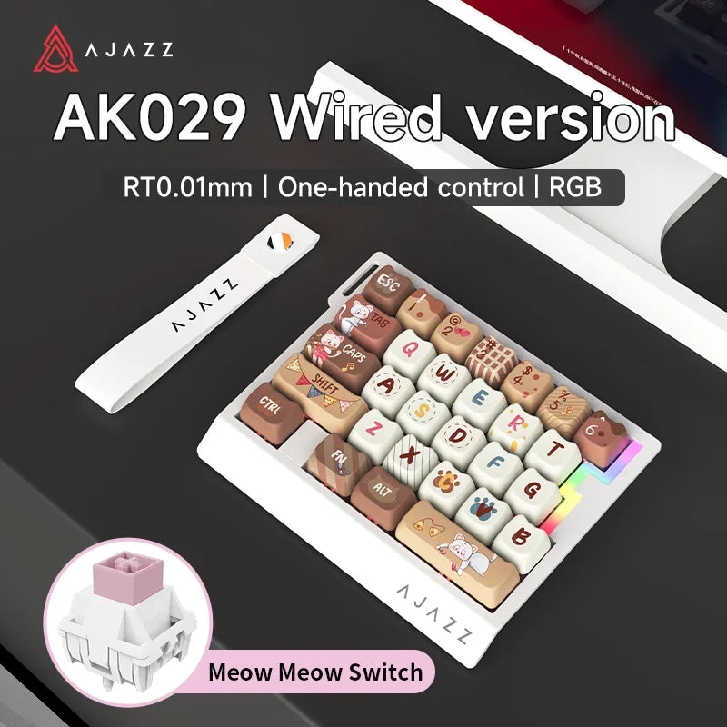 AJAZZ AK029 Wired One Handed Keyboard HE Magnetic Switch 8000Hz 29 Keys RGB Mini Gaming Mechanical Keyboard for PC Gamer