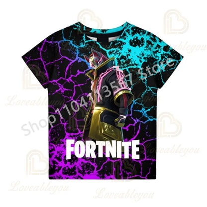 F-Fortnited T-Shirt für Jugendliche – Battle-Game-Shirt für Erwachsene, kurzärmeliges Sommer-T-Shirt für Teenager, Jungen und Mädchen