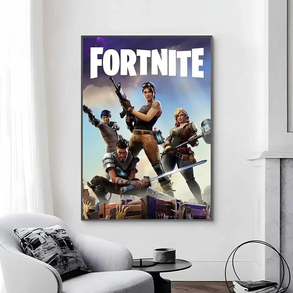 Game-F-F-Fortnites Posters Self Adhesive Waterproof Ideal For Living Room Bedroom Bar Decoration