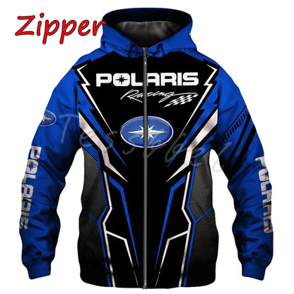 2025-26 Polaris Racing Rzr Snowmobile Fashion Casual Zip Hoodie Top Hot Sale Men's and Women's Spring and Autumn Hooded Jacket, produit gaming premium Fraquane
