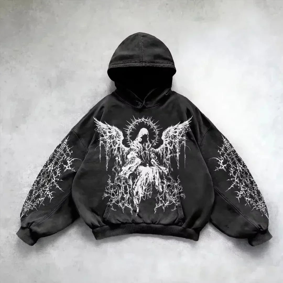 American Y2K New Hip Hop Trend Retro Hoodie Women Street Casual Loose Joker Vintage Sweatshirt Unisex Fleece Padded Warm Hoodie