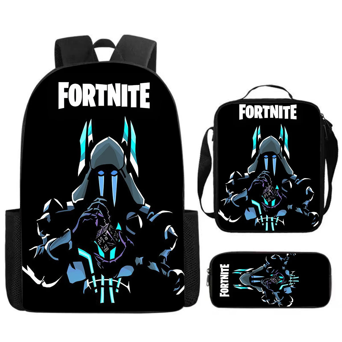 Cute Cartoon  3pcs Set School Backpack with Lunch Bag Pencil Case , Large Anime Fortnite Kids School Bags For Boys and Girls