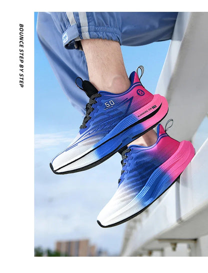Herren-Sportschuhe – professionelle, gedämpfte Laufschuhe mit Carbonplatte, atmungsaktive Schnür-Sneaker für Freizeit, Marathon und Training