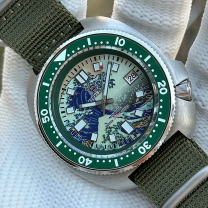 STEELDIVE SD1970J Kanagawa Turtle Full Luminous Dial Ceramic Bezel NH35 AutomaticSTEELDIVE Offical Store Mens Dive Watch