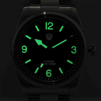 Montre à quartz pour homme Watchdives WD1960S V2, style vintage, cadran crème, 36 mm, mouvement VH31 à trotteuse fluide, verre saphir bombé, étanche 10 ATM, aiguilles luminescentes, boîtier en acier inoxydable