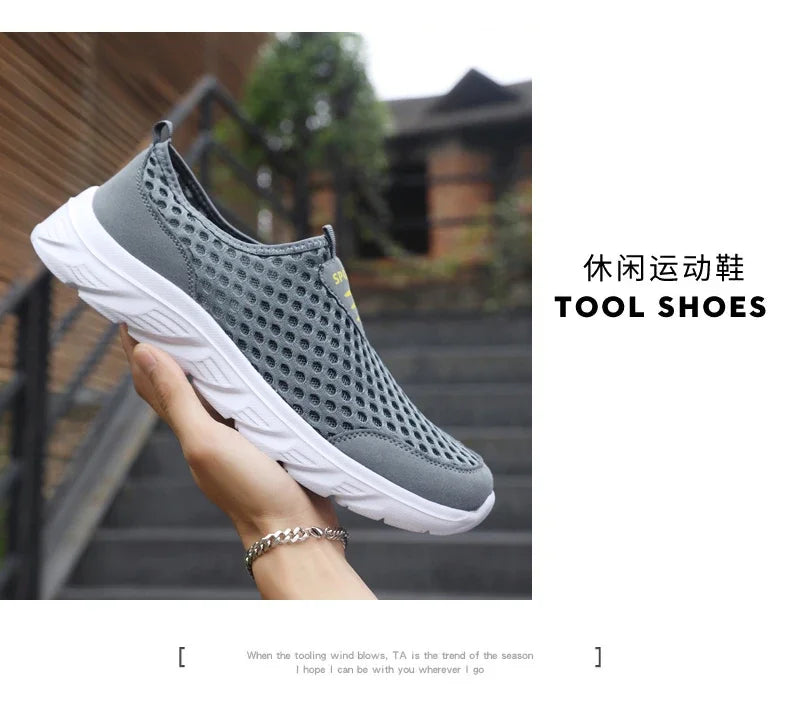 YRZL Lightweight Men's Casual Shoes, Breathable Slip-On Male Casual Sneakers, Anti-Slip Men's Flats, Outdoor Walking Shoes Size 39-46