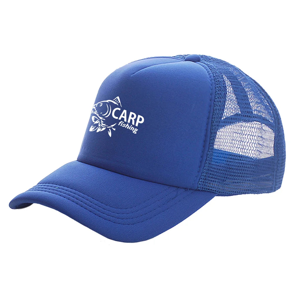 Pánske trucker čiapky s potlačou „Carp Fish“ – vtipné rybárske čiapky, baseballové čiapky, štýlové letné unisex čiapky zo sieťoviny MZ-169