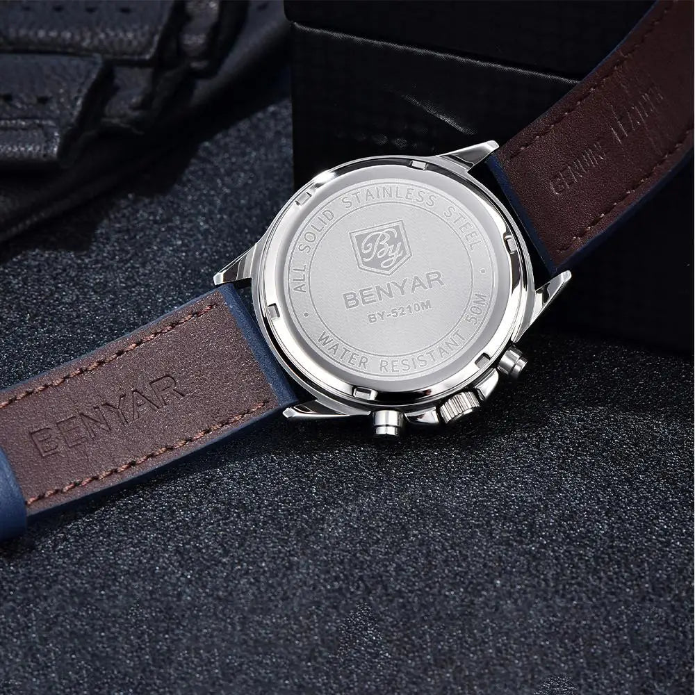 BENYAR 2024 New 40MM Men's Quartz Watch 50M Waterproof Automatic Diving Watch Luxury Fashion Men's Stainless Steel Watch