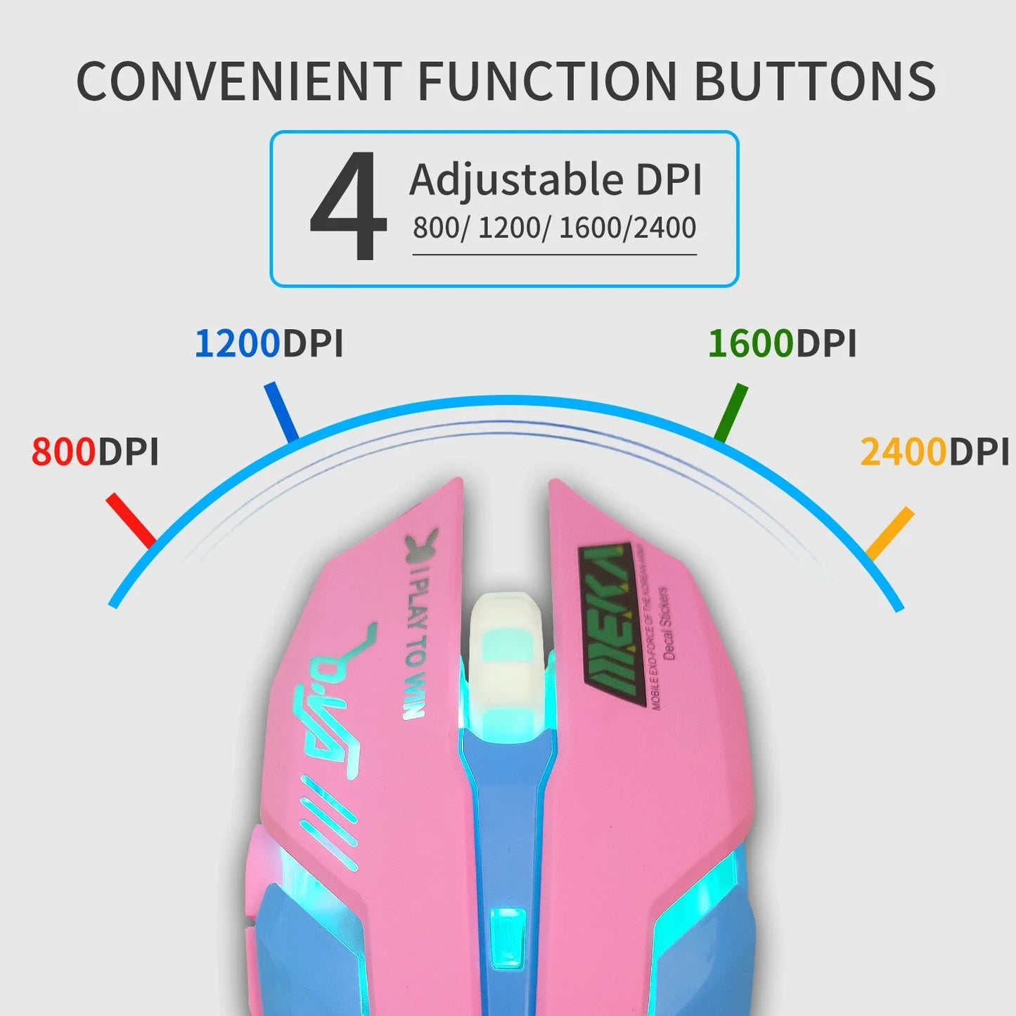 Wireless Mouse New Overwatch Pioneer LUNA Game Wireless Mute Charging Mouse Colorful Wireless Optical Mouse Purple