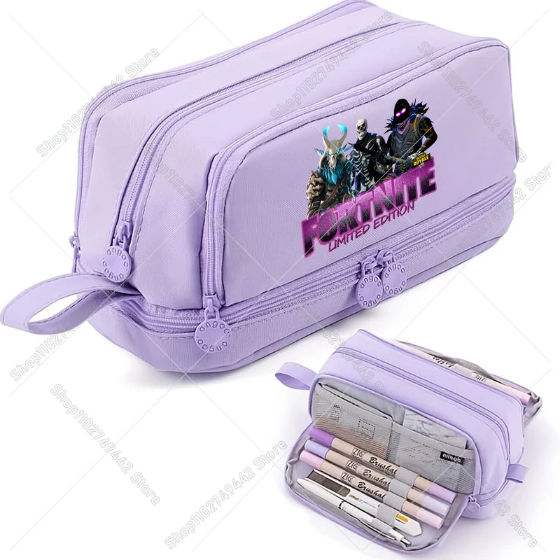 Game Anime Fortnites -penaali oppilaille, söpö poikien ja tyttöjen kynäpussi, suuri nyloninen kynäkotelo koululaisten tarvikkeille