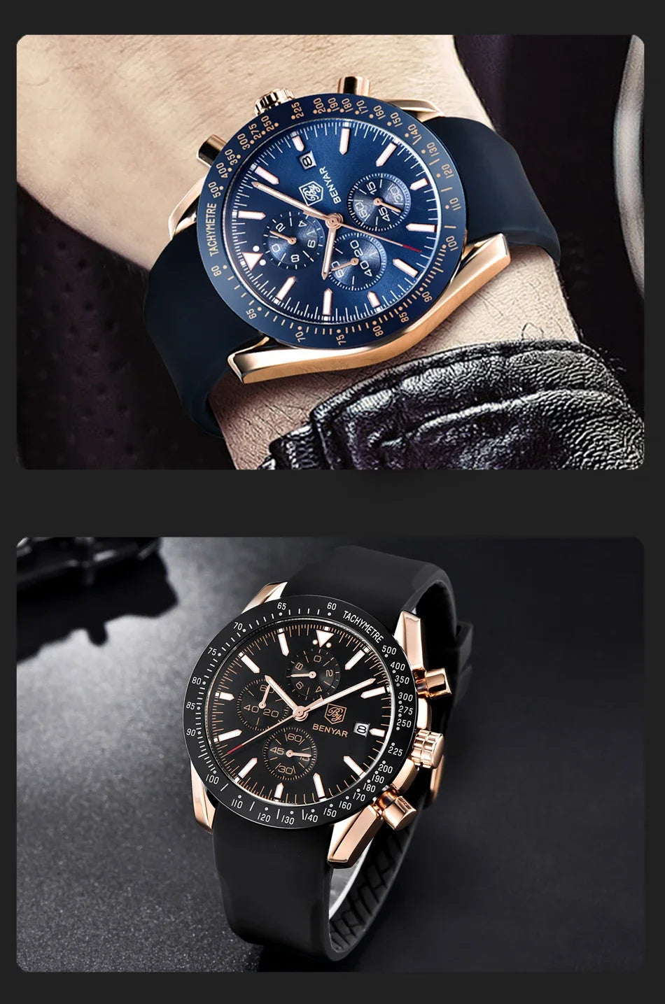 Ceas pentru bărbați BENYAR 5140, ceas sport casual, ceas de lux cu cuarț rezistent la apă, cronograf militar de marcă de lux.
