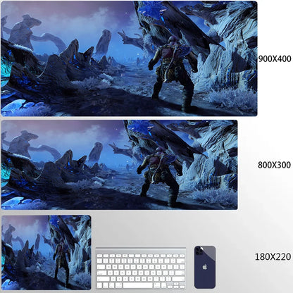 Large Mouse Pad G-God of War Pc Gamer Cabinet Keyboard Computer Game Desk Mat 900x400 Table Rug Gaming Accessories Xxl Mousepad