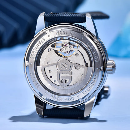 PAGANI DESIGN – Mekanisk luksusur til mænd, 41 mm, safirglas, læderrem, vandtæt, pilotstil, med tourbillon og månefase