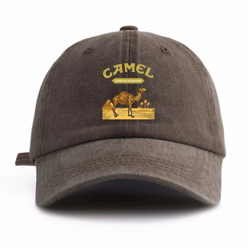 1 Pc CAMEL Print Washed Baseball Cap, Classic Casual Stylish , Perfect Gift For Grandpa Families And Friends