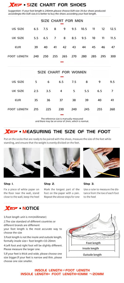 Xtep Sports Shoes Men's Mesh Breathable Running Shoes Winter Marathon Black White Men's Sports Shoes Sneakers Man 879119110110