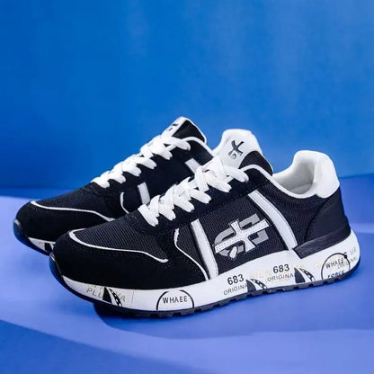 Baskets rétro de marque de luxe pour hommes et femmes, chaussures en maille respirante et en daim, semelle imprimée tendance, à lacets, baskets décontractées pour tous les jours
