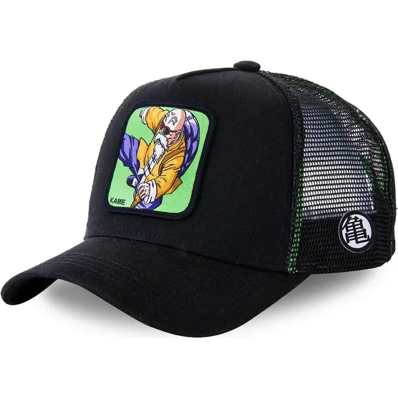 New Dragon Ball Son Goku Cap Summer Travel Peaked Cap Men's Embroidery Hip-Hop Cap Style Sun Visor Adjustable Trucker Mesh Cap