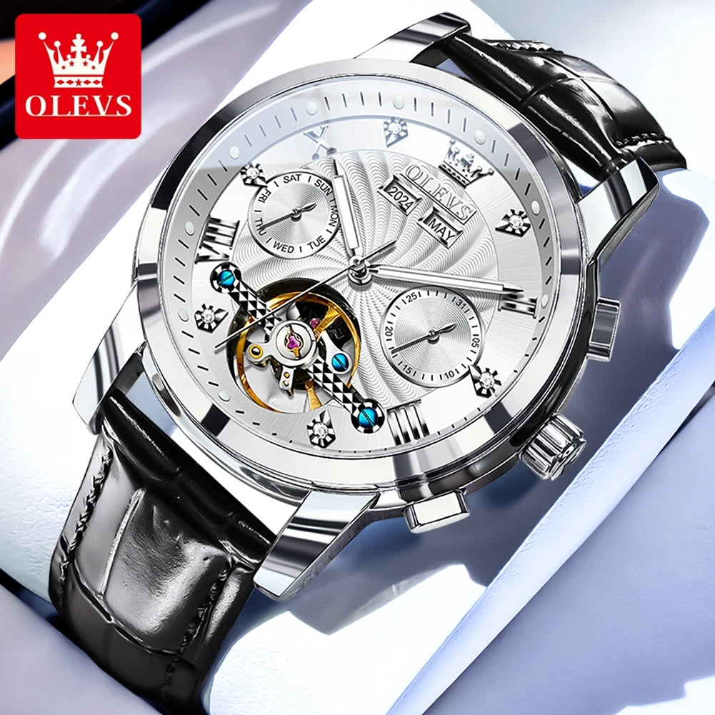 OLEVS 7088 Men Watch Luxury Brand Waterproof Skeleton Automatic Watch HD Fashion Business Men Mechanical Watch Reloj Hombre