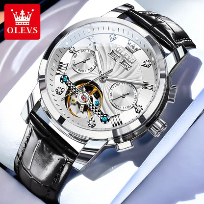 OLEVS 7088 Men Watch Luxury Brand Waterproof Skeleton Automatic Watch HD Fashion Business Men Mechanical Watch Reloj Hombre