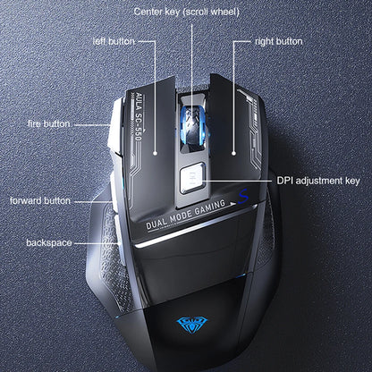 Mysz gamingowa AULA SC550 2.4G, bezprzewodowa mysz z makrami, podświetleniem RGB i ergonomiczną konstrukcją, mysz e-sportowa, akcesoria do PC