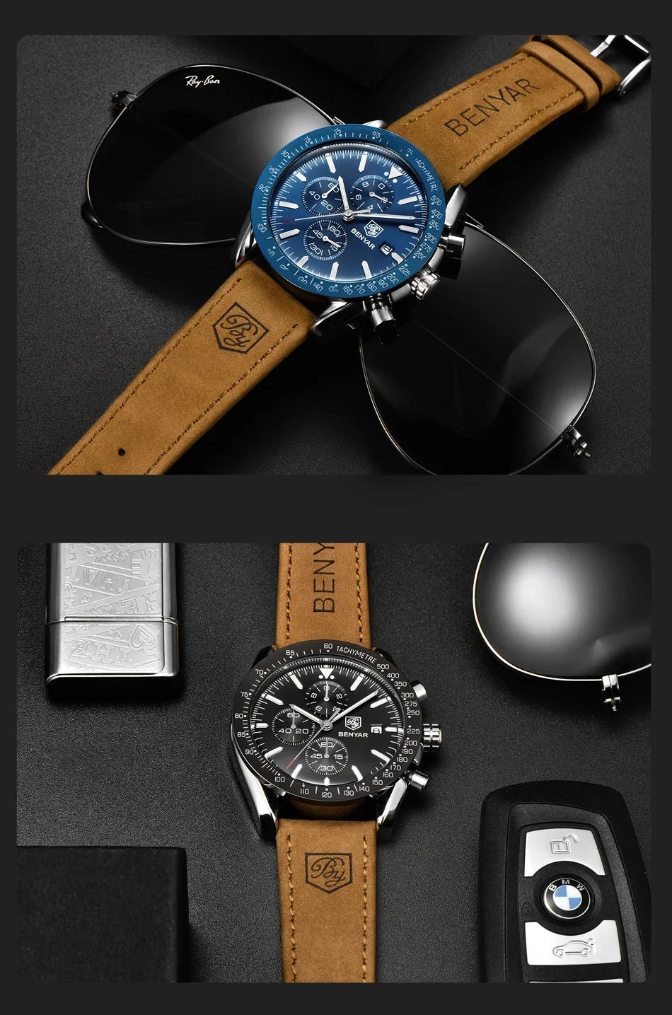 Ceas pentru bărbați BENYAR 5140, ceas sport casual, ceas de lux cu cuarț rezistent la apă, cronograf militar de marcă de lux.