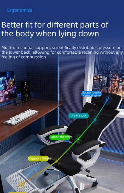 Luxury Ergonomic Office Chair Recliner Gaming Chair with Armrests, High Back Swivel Office Chair, Comfortable Home Office Furniture with Adjustable Height