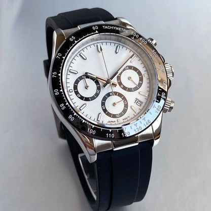 Reloj de lujo para hombre VK63 con movimiento de cuarzo, cronógrafo de negocios, 39mm, acero/oro rosa, fecha, esfera luminosa y cronógrafo completo