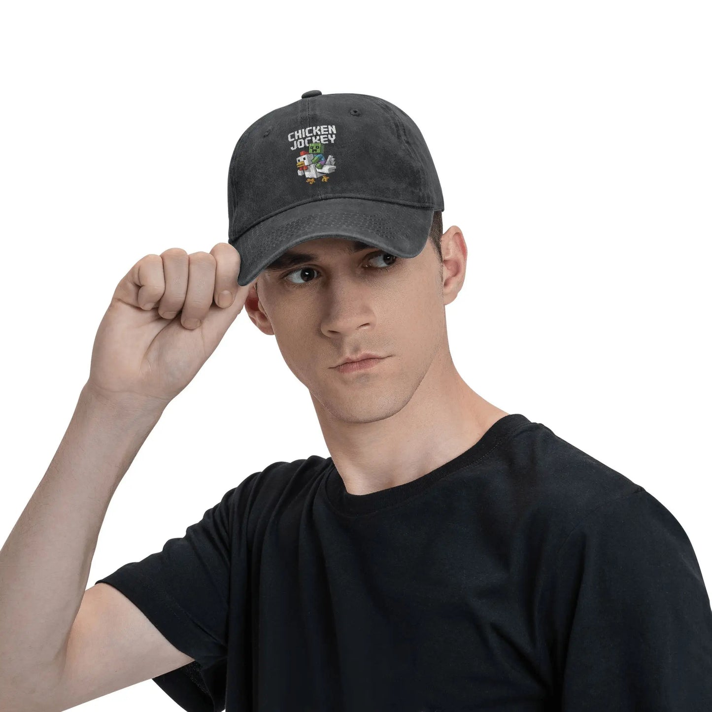 Chicken Jockey Zombie Pixel Art Zombie 2025 Movie Wear Baseball Caps Men Women Hats Cap Adjustable Trucker Hats Snapback Cap