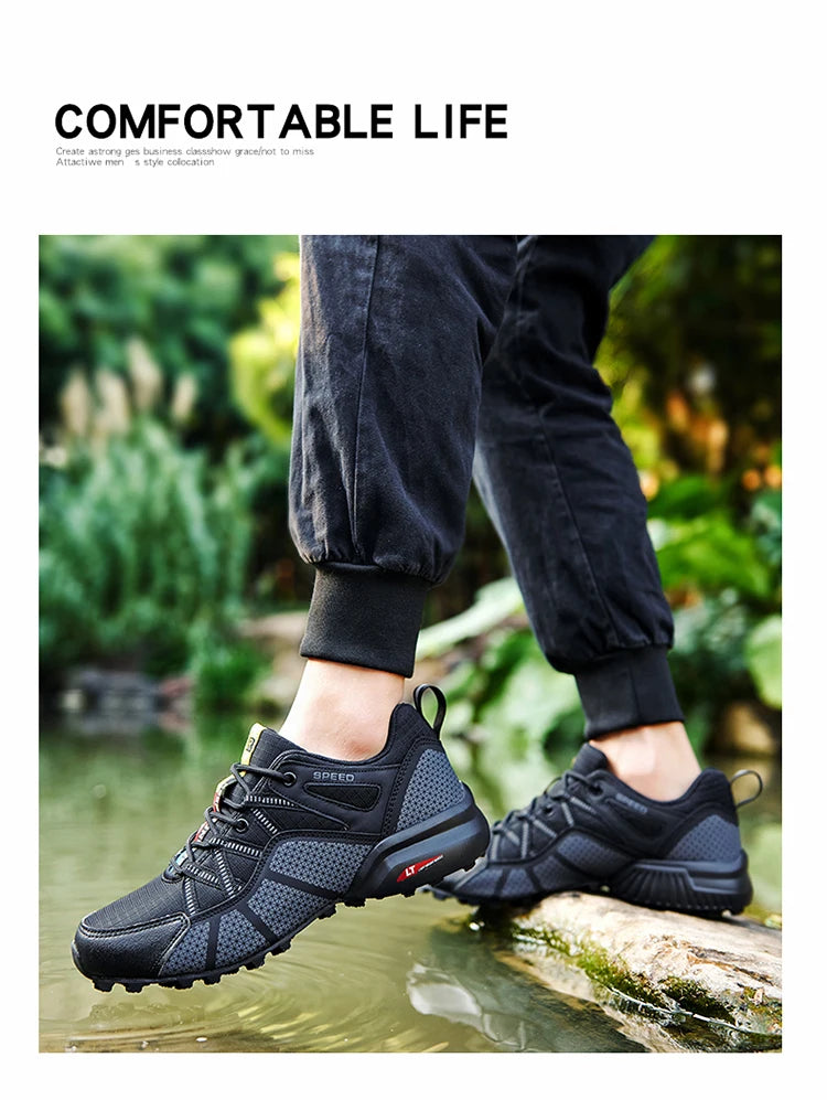 Herenwandelschoenen voor alle terreinen – outdoor sportschoenen van ademend mesh, antislip en slijtvast, voor wandelen en fietsen outdoor