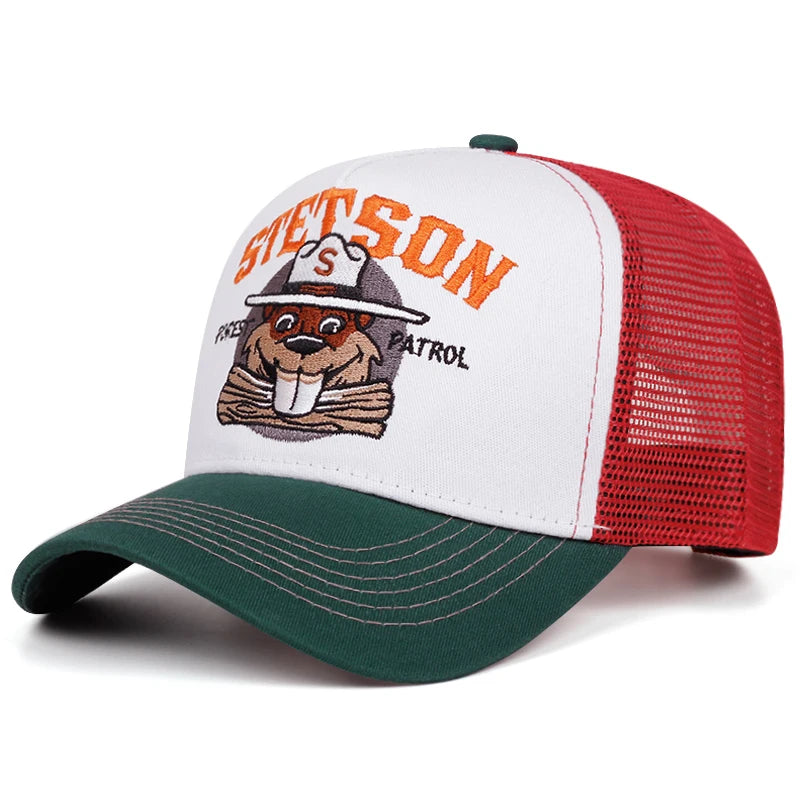 2025 Fashion Cartoon New Truck Hat STETSON Groundhog Net Hat Street Hip Hop Hat Outdoor Sports Sunshade Hat Baseball Hat Unisex