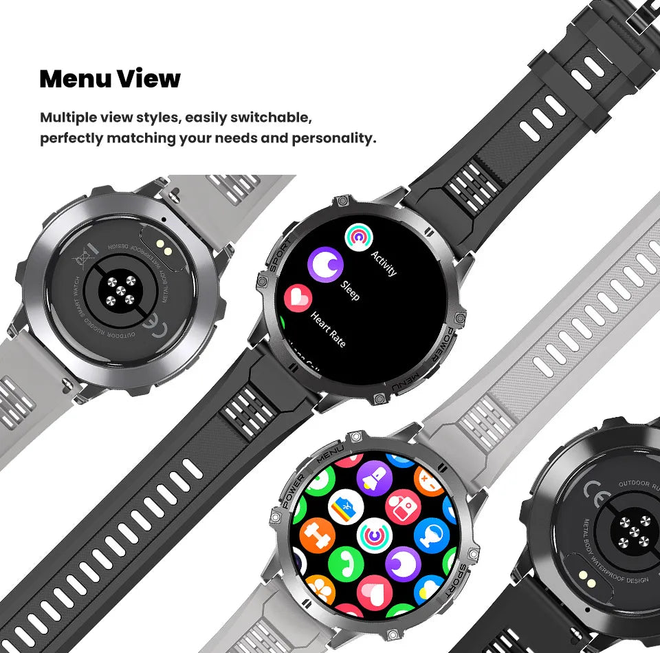 2026 Novo Smartwatch Militar TANK X3 para Homem, Bateria 1000mAh, 10ATM À Prova de Água para Natação, Percurso GPS, Ecrã AMOLED HD de 1.75", Chamadas e Desporto