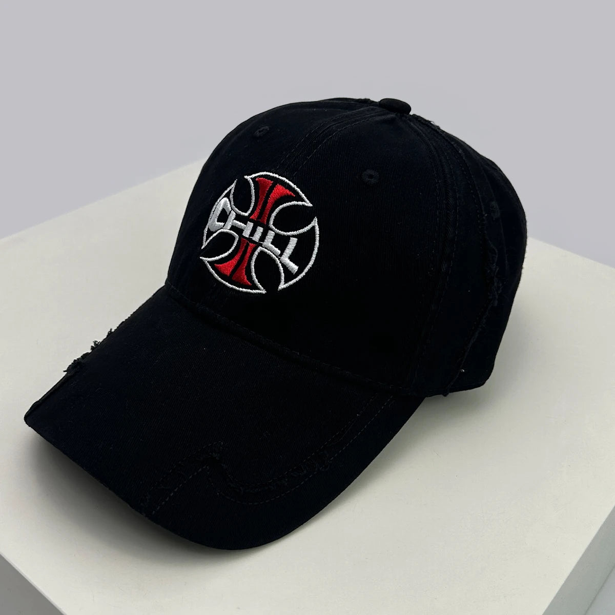Unisex Broken Style Bull's-eye Cross Embroidery Baseball Hats Sunshade Personal Versatile Peaked Caps Street Fashion Hip Hop