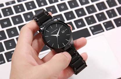 Hannah Martin -miestenkello, ruostumattomasta teräksestä valmistettu kotelo, kvartsikoneisto, 41 mm:n kellotaulu, ammattimainen tyyli, kalenterinäyttö (jäljitelmä)