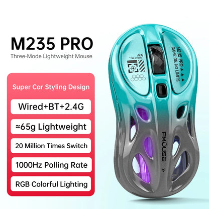 Bežični 2.4G trostruki RGB gaming miš, lagani perforirani dizajn s Chroma osvjetljenjem, žični Bluetooth e-sports miš kontroler