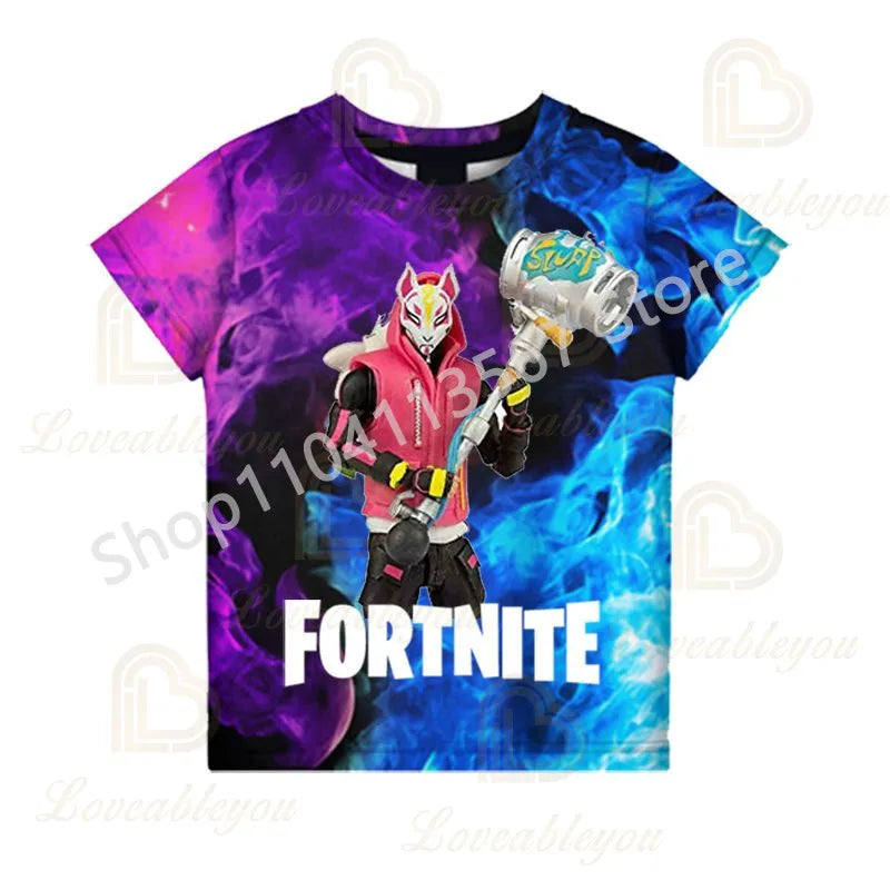 F-Fortnited T-Shirt für Jugendliche – Battle-Game-Shirt für Erwachsene, kurzärmeliges Sommer-T-Shirt für Teenager, Jungen und Mädchen