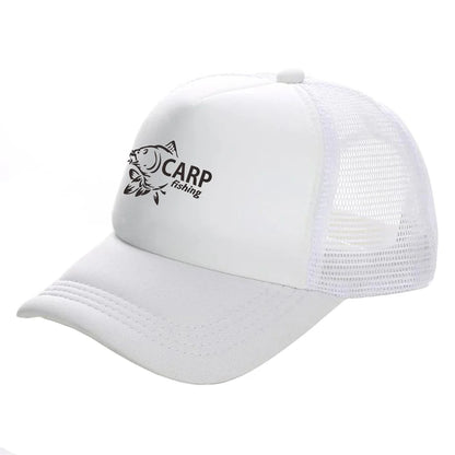 Pánske trucker čiapky s potlačou „Carp Fish“ – vtipné rybárske čiapky, baseballové čiapky, štýlové letné unisex čiapky zo sieťoviny MZ-169