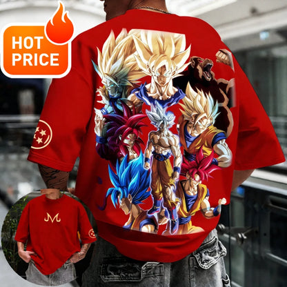 2026 Summer Dragon Ball  T-shirt 100% Cotton Goku All Forms Print Oversized Gym Streetwear Unisex Retro Tee for Adults Kids