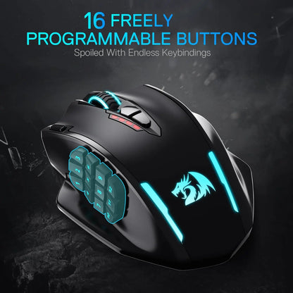 Redragon M913 MAX Ασύρματο οπτικό ποντίκι gaming MMO 26000 DPI με 16 προγραμματιζόμενα κουμπιά