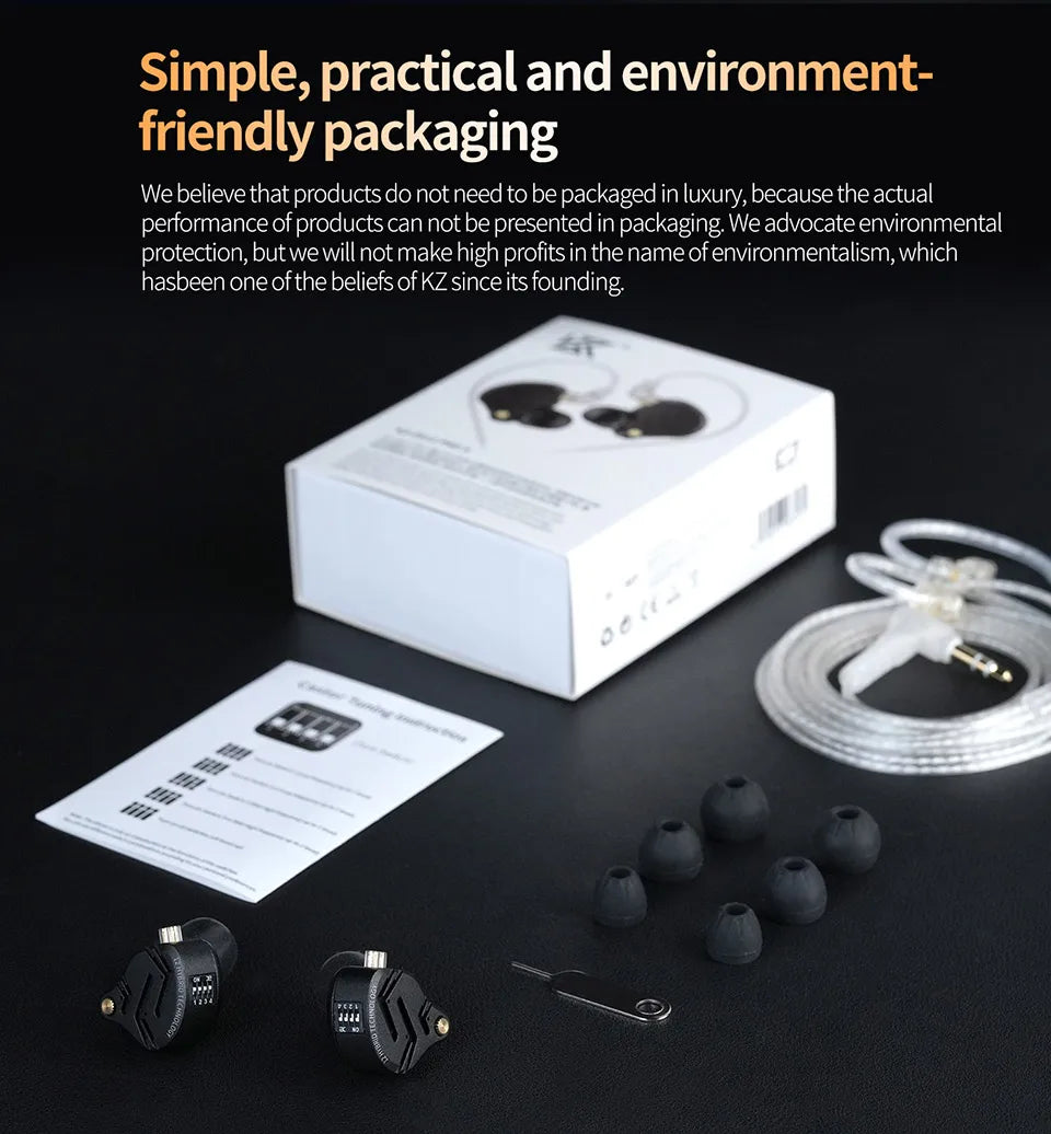 KZ ZS12 PRO X hybrid dynamisk og balanced armature-teknologi IEM-øretelefon, opgraderet HiFi-bas in-ear-hovedtelefon med tuningkabel-headset