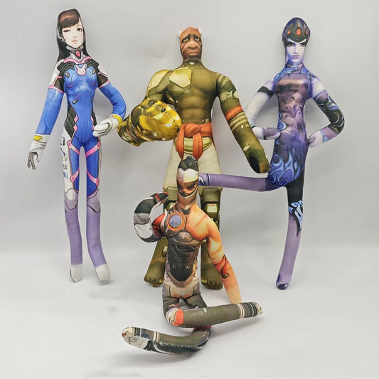 Pelúcia figura de anime e jogo Overwatch D.Va / Doomfist / Genji / Widowmaker, 26cm, corpo flexível com arame, várias posturas