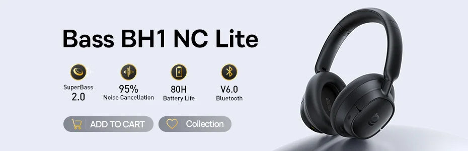 Baseus Wireless Bluetooth 5.3 Over-Ear Headphones – HiFi 40mm Driver, 70H Playtime Foldable Headset with Spatial Audio