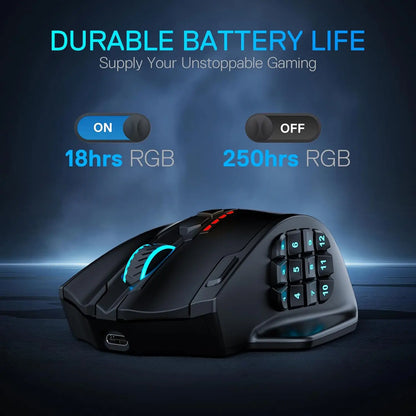 Redragon M913 MAX Ασύρματο οπτικό ποντίκι gaming MMO 26000 DPI με 16 προγραμματιζόμενα κουμπιά