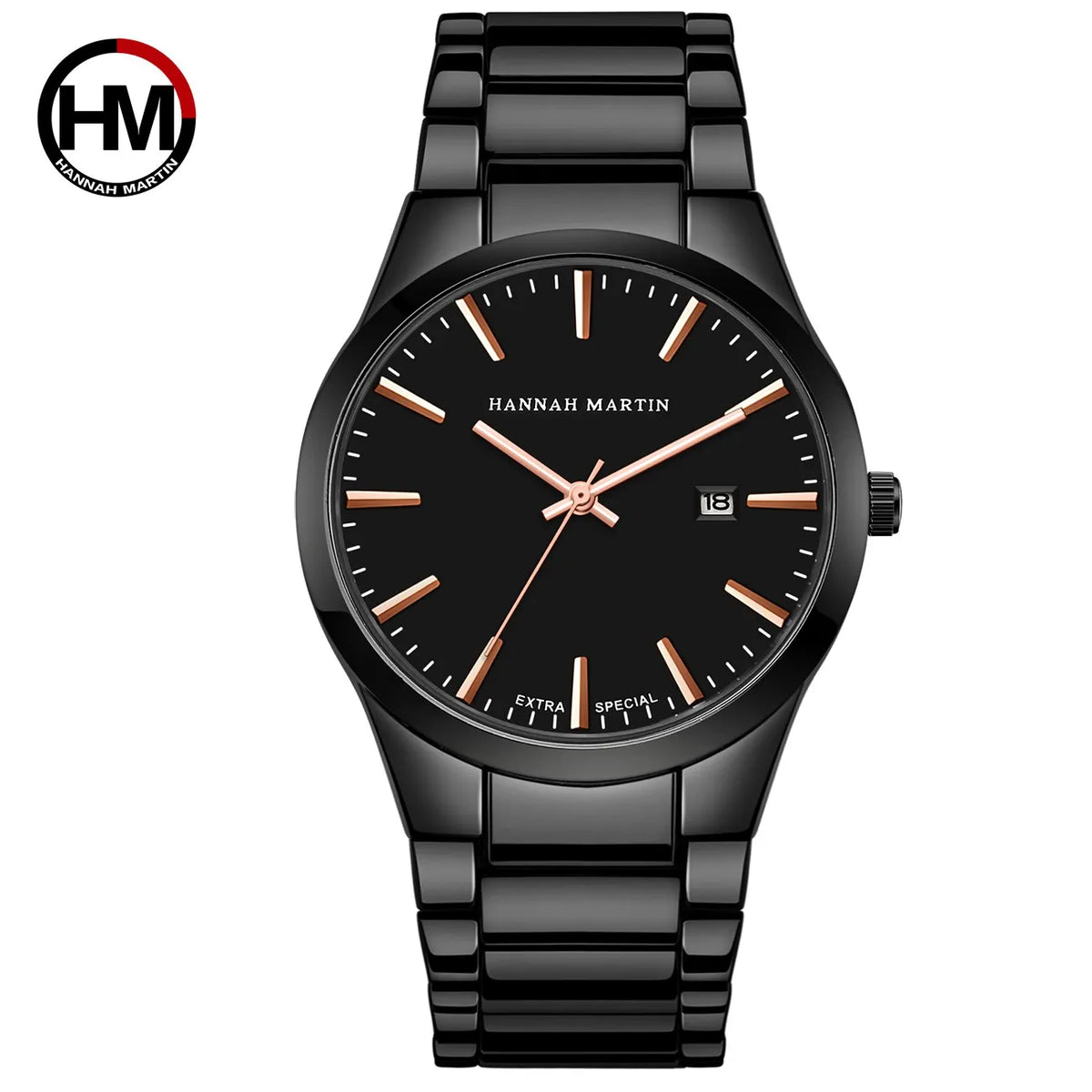 Hannah Martin -miestenkello, ruostumattomasta teräksestä valmistettu kotelo, kvartsikoneisto, 41 mm:n kellotaulu, ammattimainen tyyli, kalenterinäyttö (jäljitelmä)