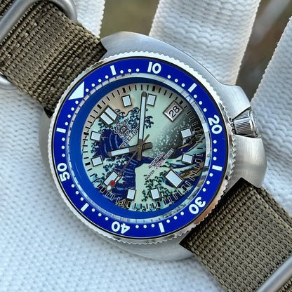 STEELDIVE SD1970J Kanagawa Turtle Full Luminous Dial Ceramic Bezel NH35 AutomaticSTEELDIVE Offical Store Mens Dive Watch